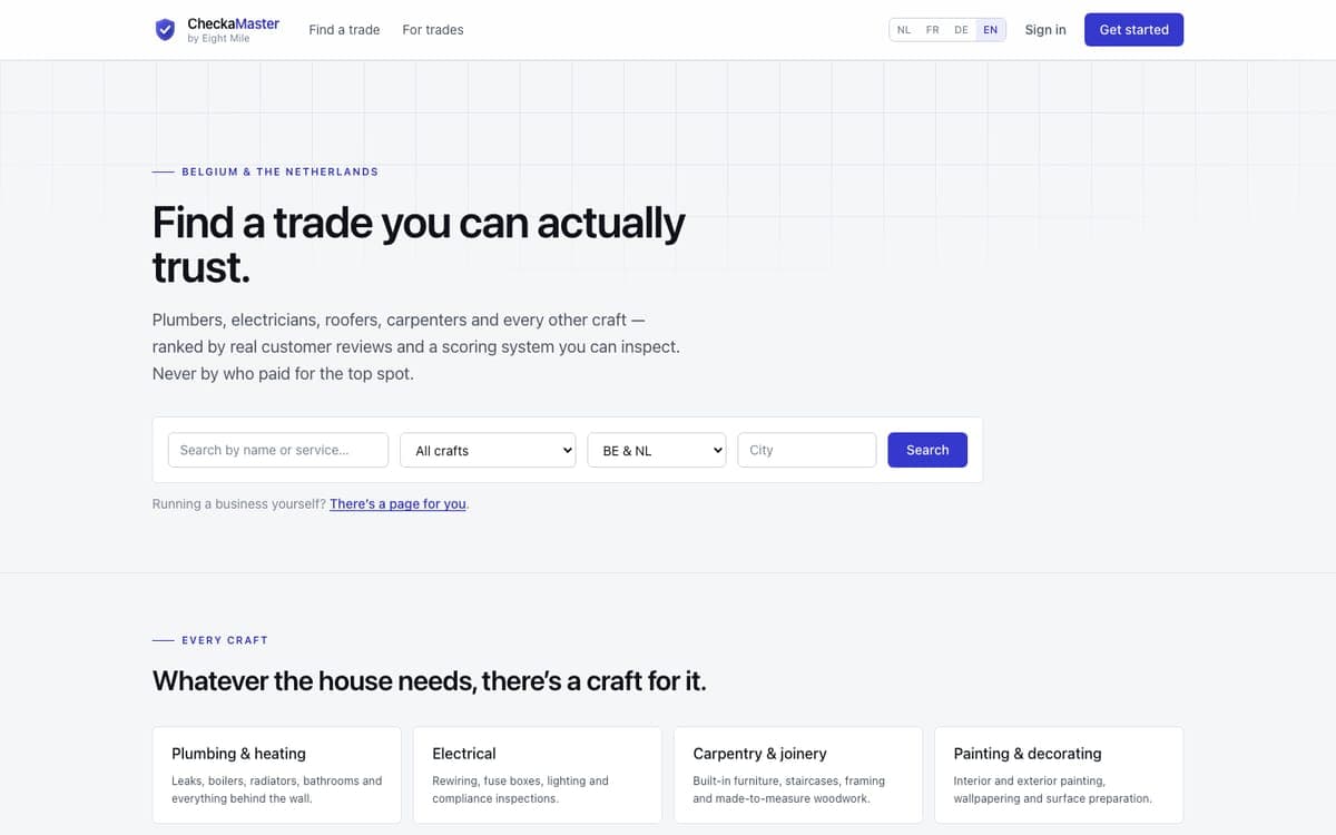 The home page of checkamaster.com