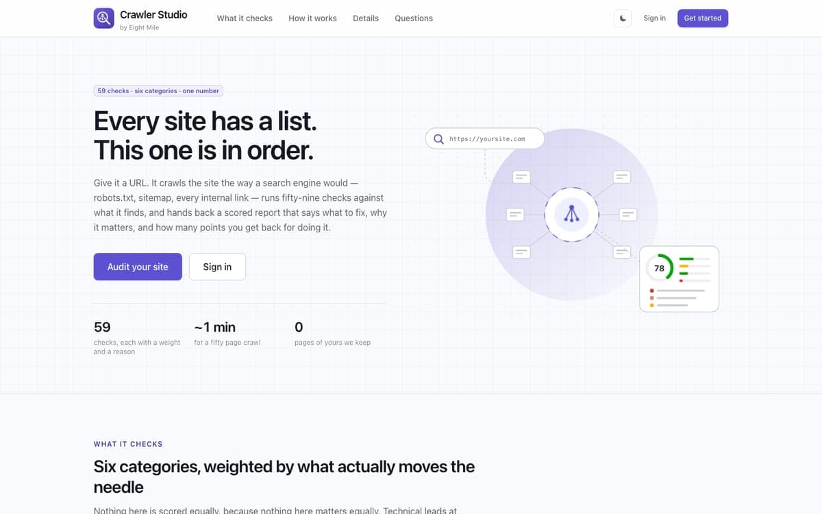 The home page of crawlerstudio.com