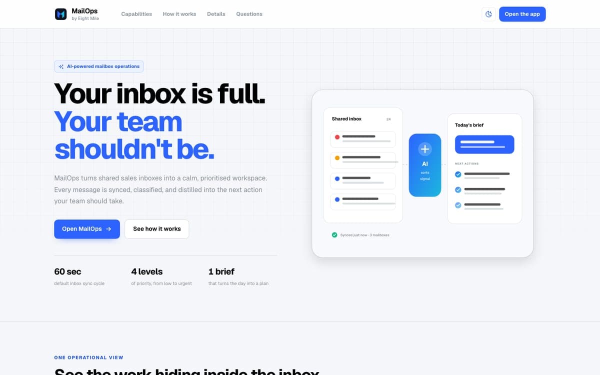 The home page of mailops.eightmile.co.uk