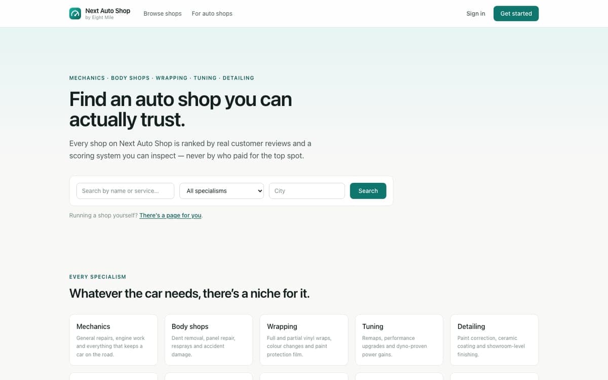 The home page of nextautoshop.com