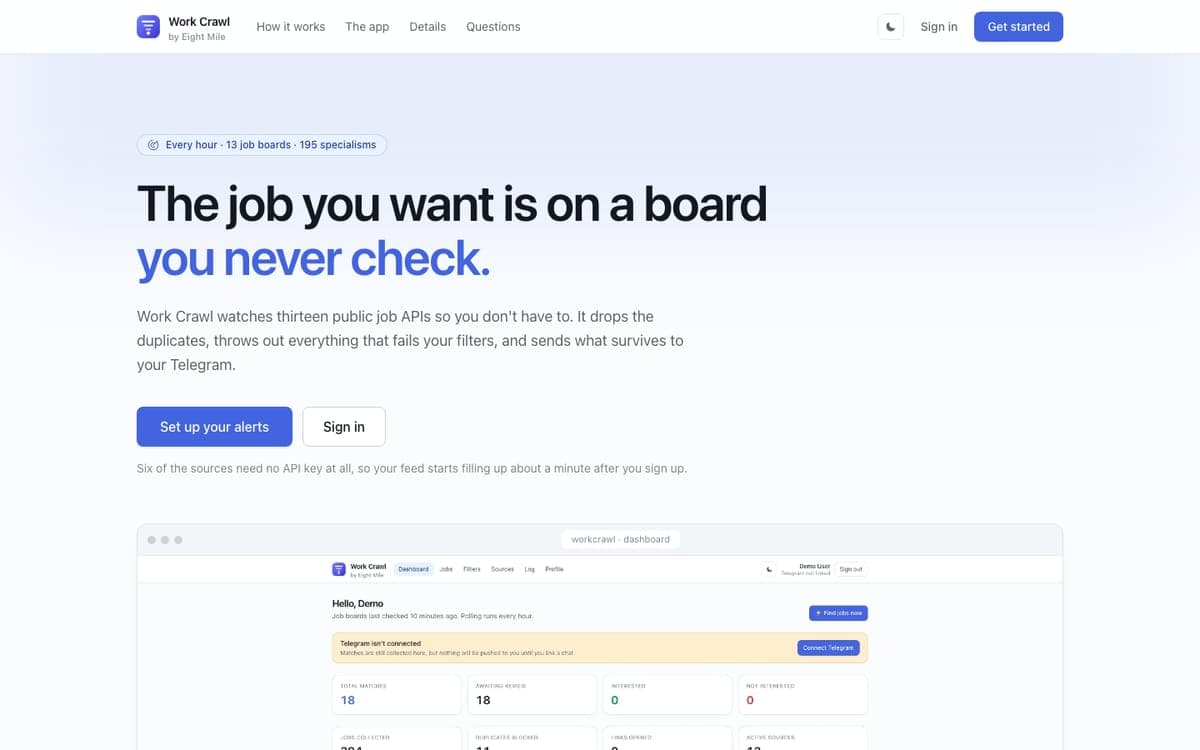 The home page of workcrawl.com
