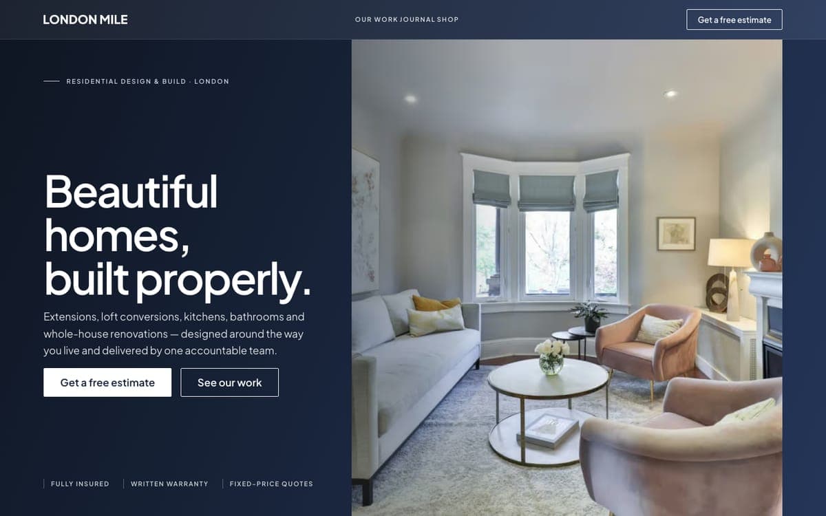 The home page of londonmile.co.uk