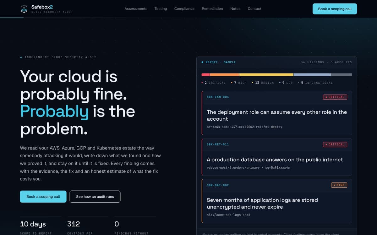 The home page of safebox2.com
