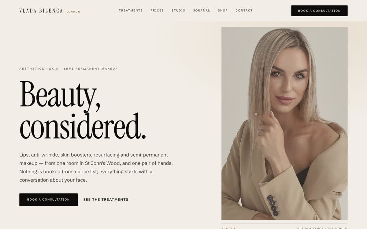 The home page of vladabilenca.co.uk